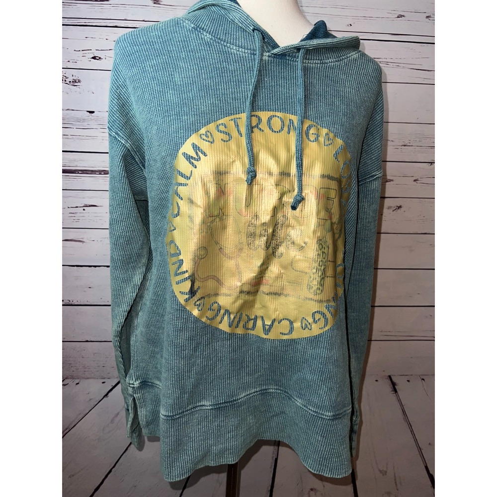 Natural Reflections Hoodie Sweatshirt Medium Nurse Life Thermal Waffle knit NWT‎